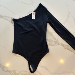 Abercrombie One Shoulder Black Thong Bodysuit. New with Tags.